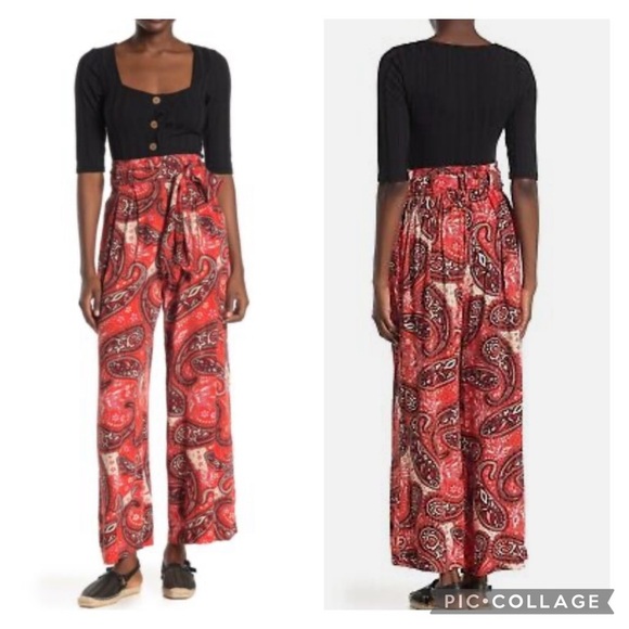 Free People Double Trouble Wide Leg Tiger Lily Combo Pants Size XS - Picture 2 of 13
